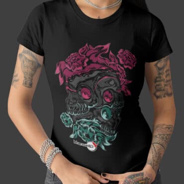Skull and Roses Camiseta Feminina Morcegão FM